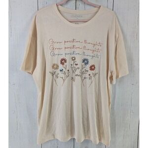 Clover Pine Size XXL GROW POSITIVE THOUGHTS Multicolor Womens Short Sleeve Top